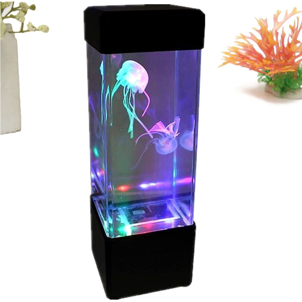 Bedside Mood Night Lamp Jellyfish Volcano Water Aquarium Tank LED Relaxing Jellyfish Hypnotic Night Light