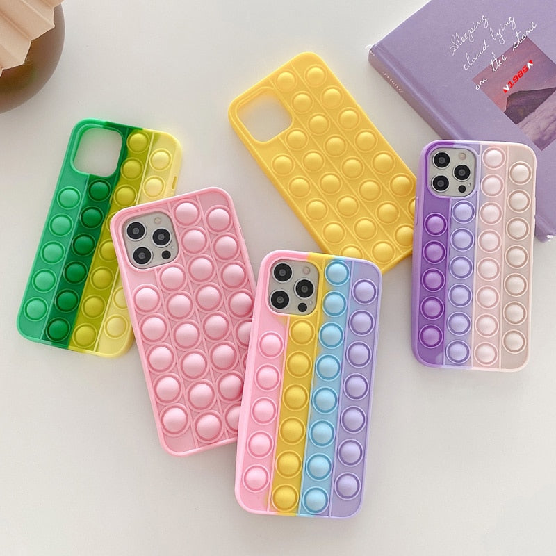 Fidget Bubble Pop Shockproof Sensory Stress Reliever Anti-Anxiety iPhone Case