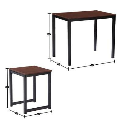 3 Piece Metal Dining Table Set 2 Chairs Kitchen Breakfast Furniture Natural