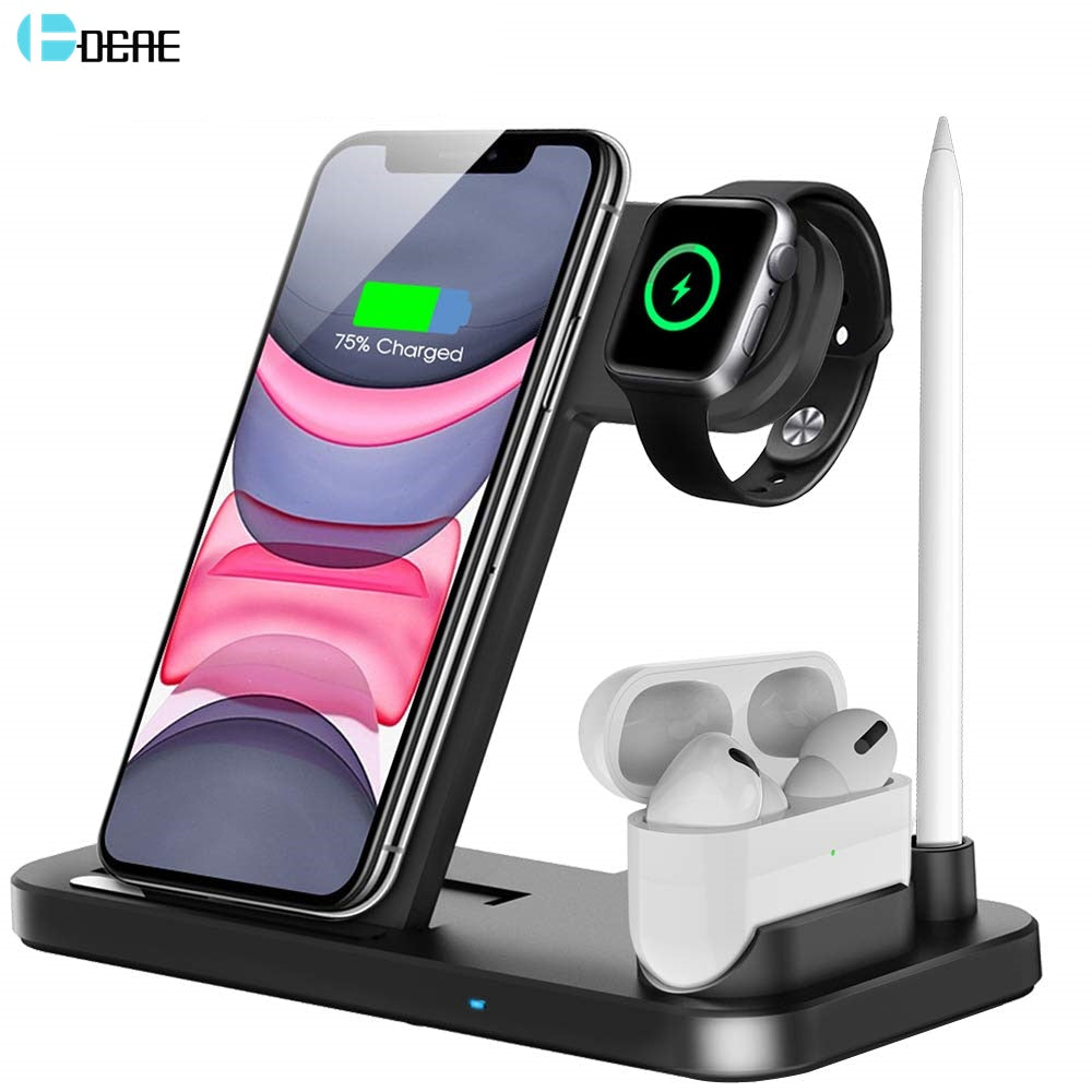 Wireless Charger QI 3 in 1 Qi 10W Fast Charging Dock Station for Apple Watch 5 4 3 2 Airpods Pro iPhone 11 XS XR X 8 Stand