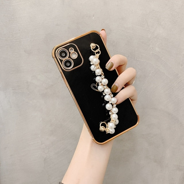 Pearl Bracelet Handle Shockproof iPhone Case