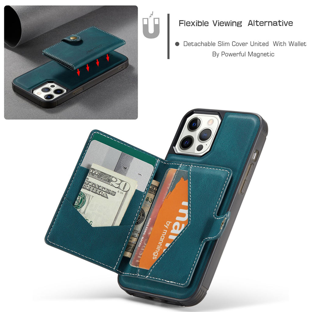 Luxury Magnetic Leather iPhone Case With Removable Credit Card Wallet
