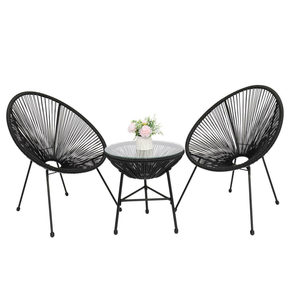 Acapulco 3 Piece Patio Bistro Furniture Set Coffee Side Table Chairs