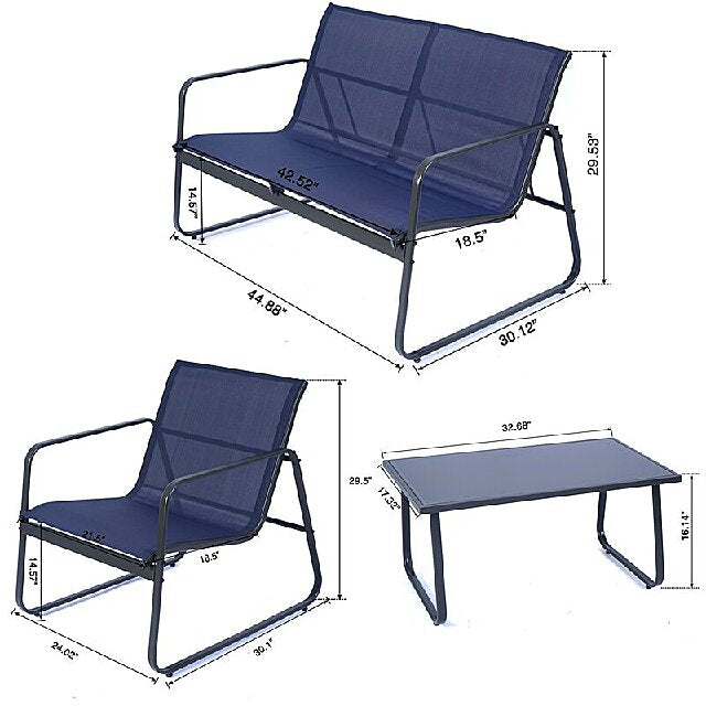 High-Quality Metal 4-Person Seating Group Patio Set