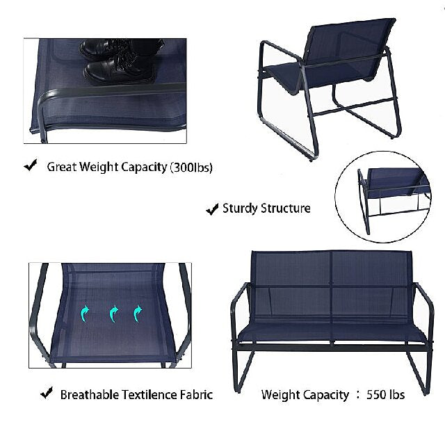 High-Quality Metal 4-Person Seating Group Patio Set