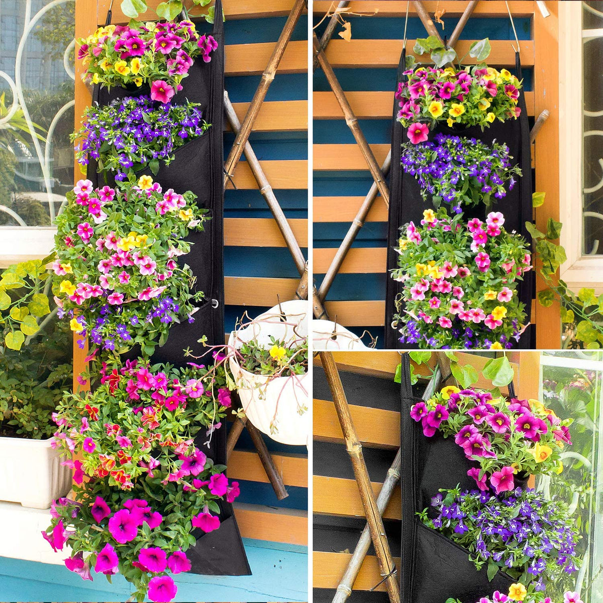 Vertical Hanging Garden Planter Flower Pots Layout Waterproof Wall Mount Hanging Flowerpot Bag Indoor Outdoor Use