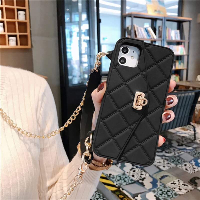 iPhone Luxury Handbag Case With Credit Card Wallet Chain Strap iPhone 12 11 X XR XS 8 7 SE