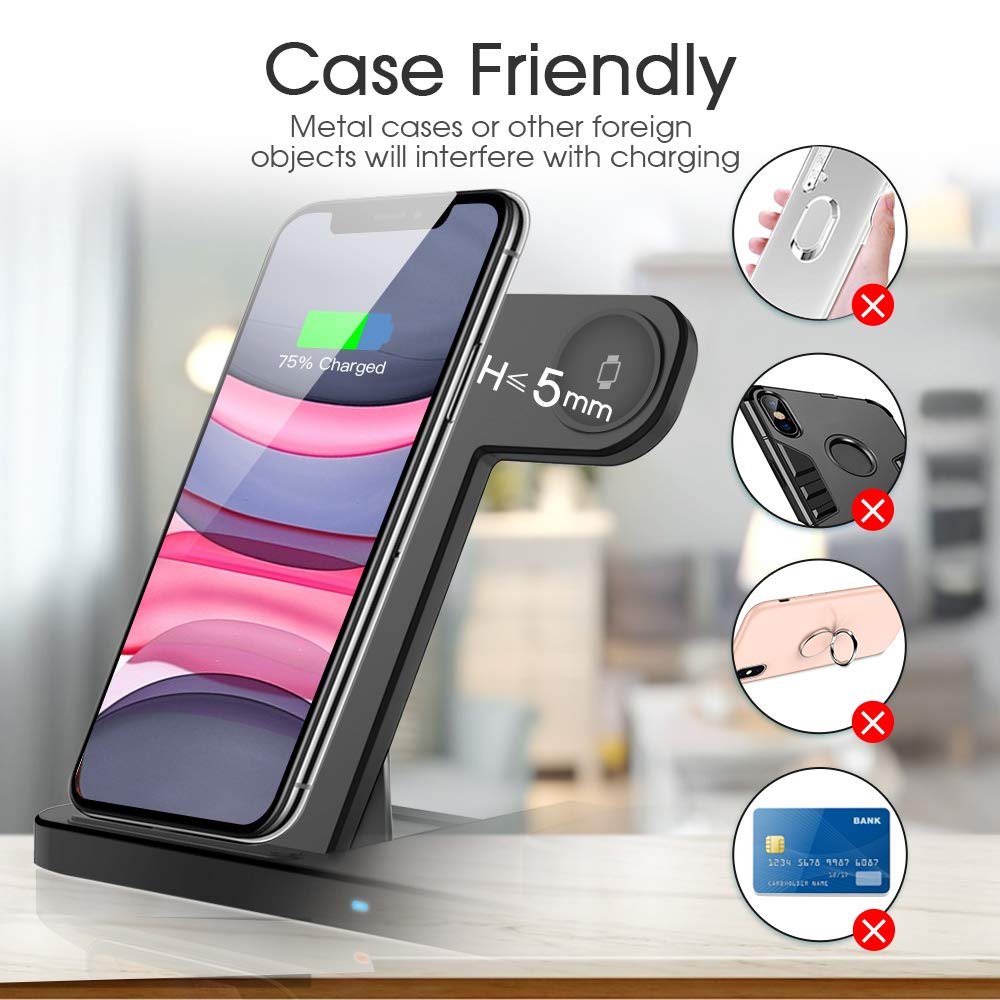 Wireless Charger QI 3 in 1 Qi 10W Fast Charging Dock Station for Apple Watch 5 4 3 2 Airpods Pro iPhone 11 XS XR X 8 Stand