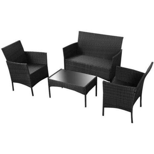 4 Piece Outdoor Wicker Rattan Patio Furniture Table Set With Cushions