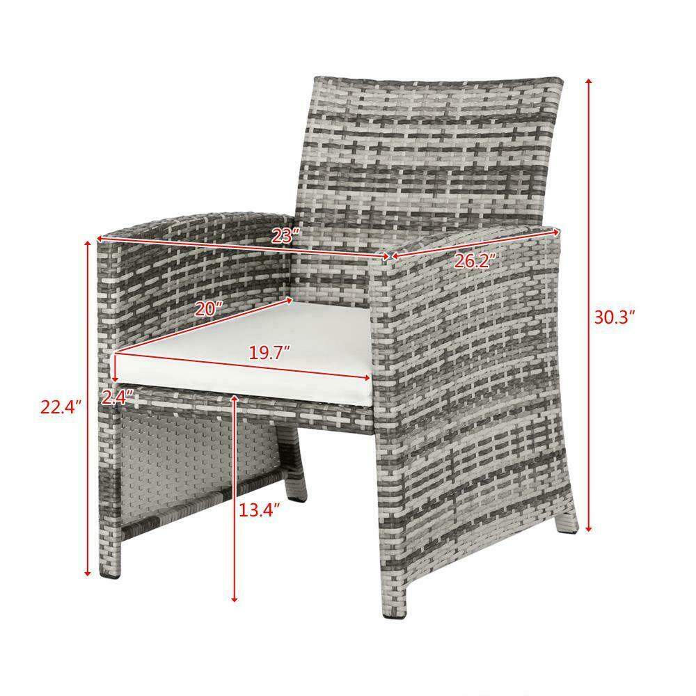 4PCS Outdoor Patio Rattan Wicker Furniture Set Loveseat Wicker Sofa + Cushioned