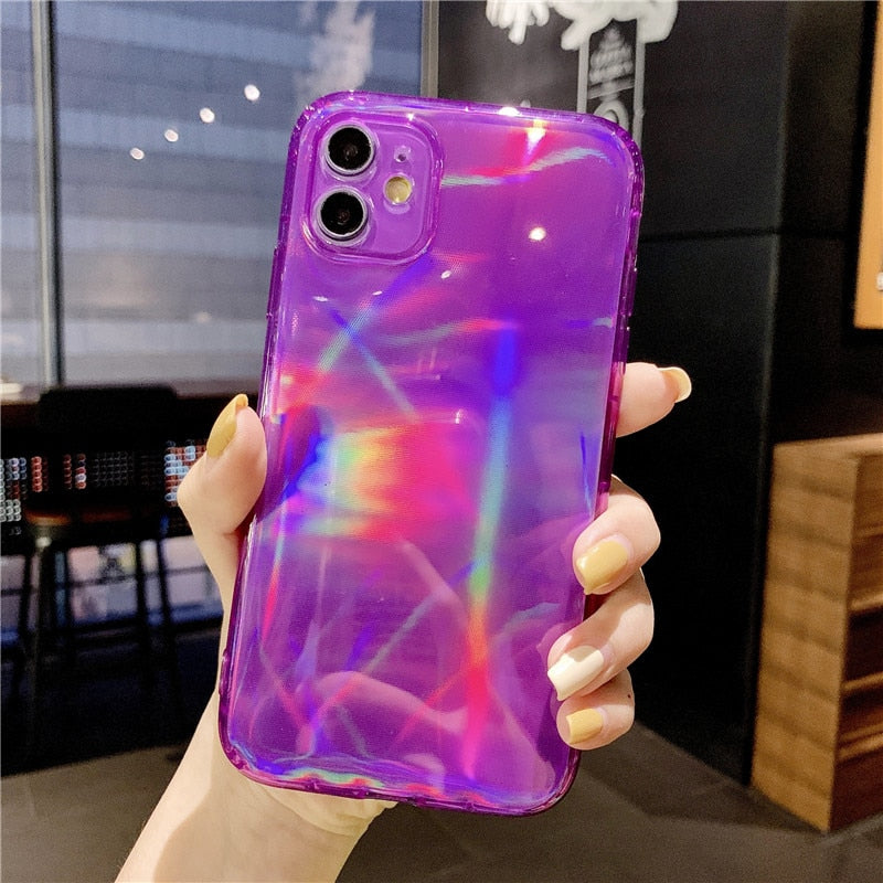 Bling Fluorescent Solid Color Cases For iPhone 11 Pro Max XR X XS Max 7 8 Plus SE Case Soft Glitter Clear Phone Back Cover