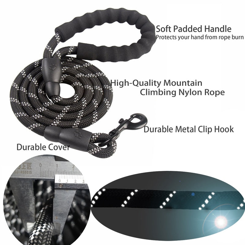 Large Dog Reflective Strong Durable Rope Leash For Walking Big Dogs In Harnesses