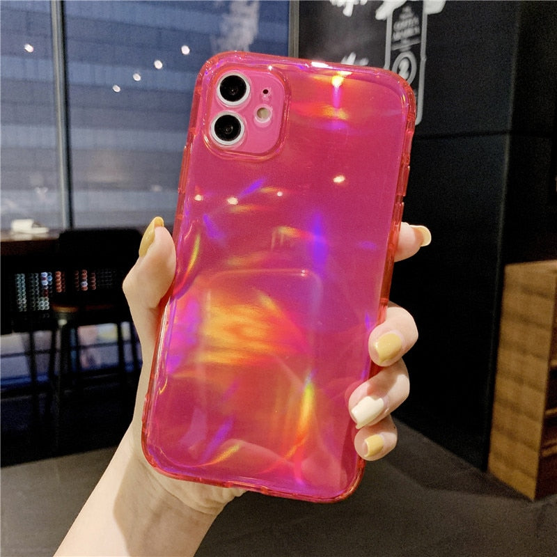 Bling Fluorescent Solid Color Cases For iPhone 11 Pro Max XR X XS Max 7 8 Plus SE Case Soft Glitter Clear Phone Back Cover