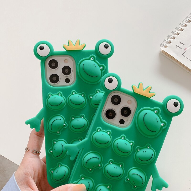Cartoon Frog Bubble Pop Sensory Stress Relief Anti-Anxiety iPhone Case