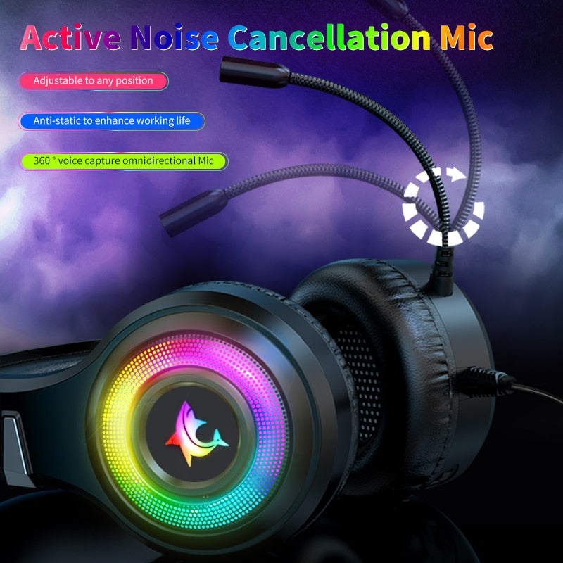 Gaming Headset With Microphone RGB Light