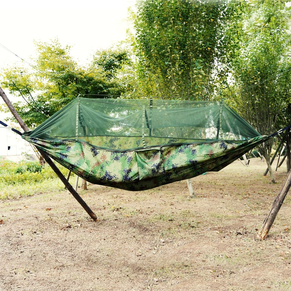 1-2 Person 260*140cm Camping Hammock Outdoor Mosquito Bug Net Portable Parachute Nylon Hammock for Sleeping Travel Hiking