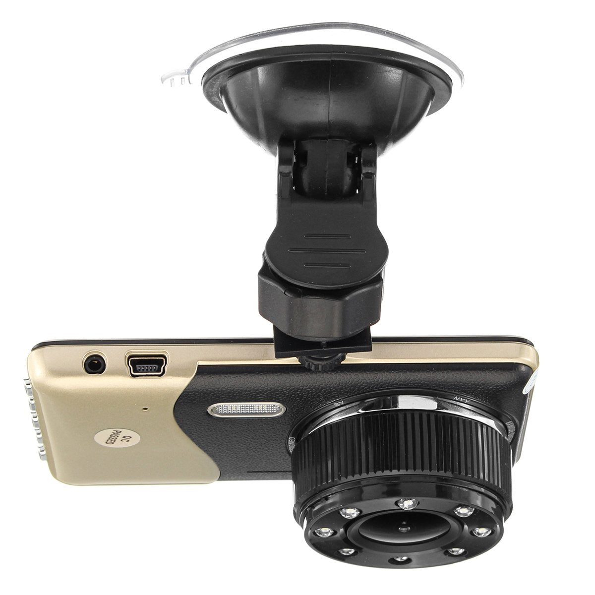 Dash Cam Front View With Windshield Suction Cup Mounting Attachment Top View