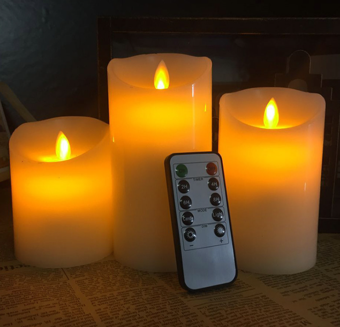 Flameless Candles Light 3 Pieces With Remote Control