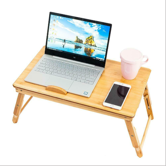 Bamboo Laptop Computer Desk Home Office Small Workstation Furniture