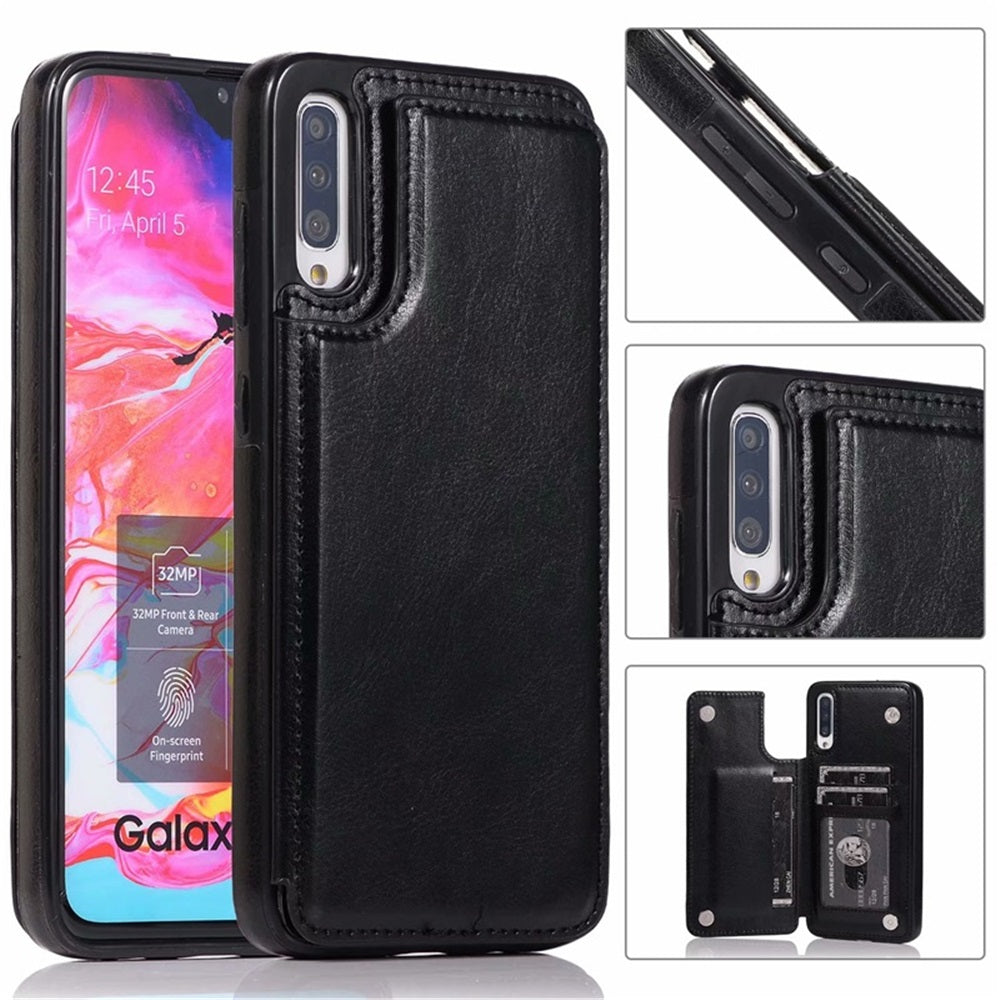 Luxury Leather iPhone Case With Secure Button Back Credit Card Wallet