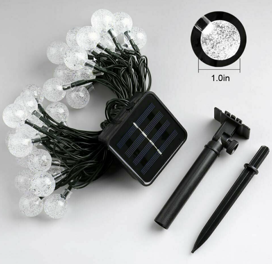 Solar Powered LED String Lights - 30 Lights for Garden, Yard or Path