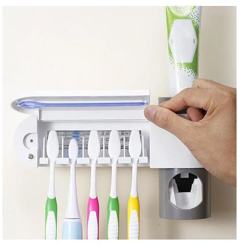 uv toothbrush holder sterilizer toothpaste dispenser