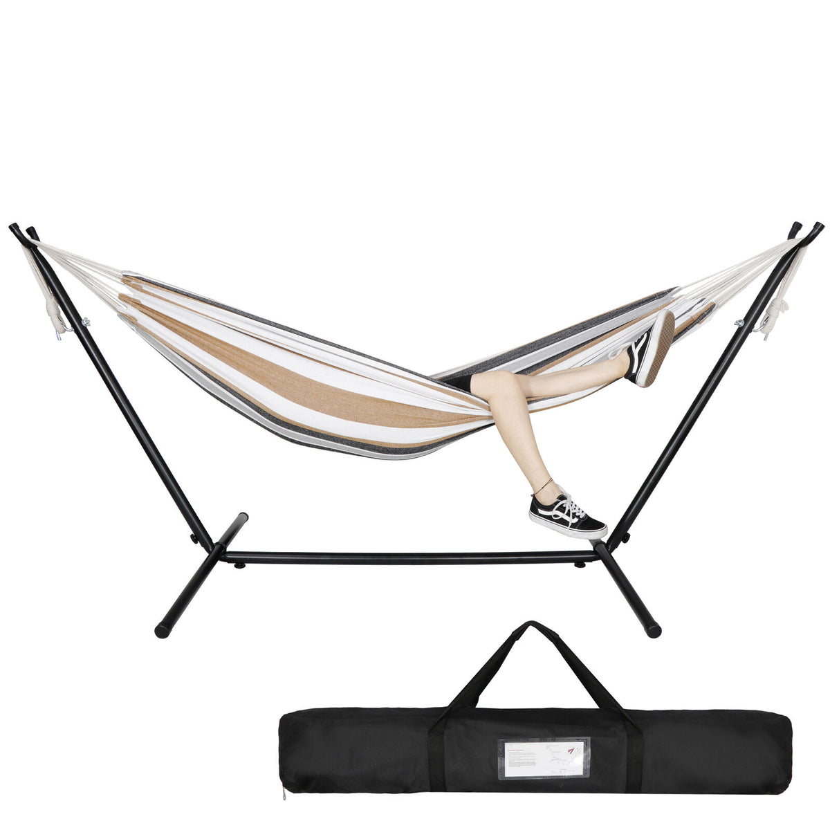 Portable Hammock with Stand 2 Person Carrying Case Outdoor Patio Use Camping