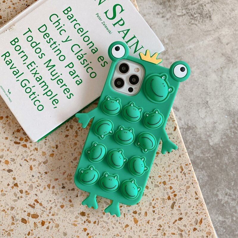Cartoon Frog Bubble Pop Sensory Stress Relief Anti-Anxiety iPhone Case