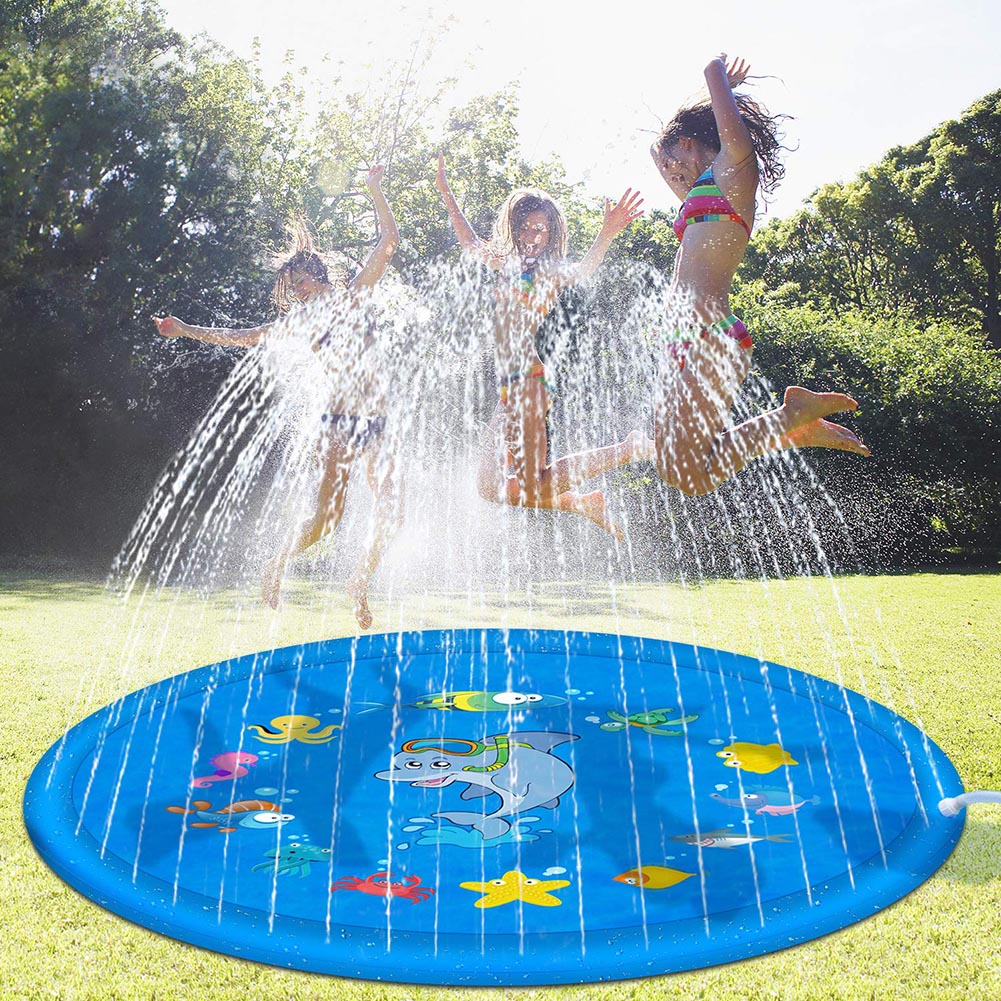 Outdoor Lawn Beach Sea Animal Inflatable Water Spray Kids Sprinkler Play Pad Mat Tub Swimming Pool