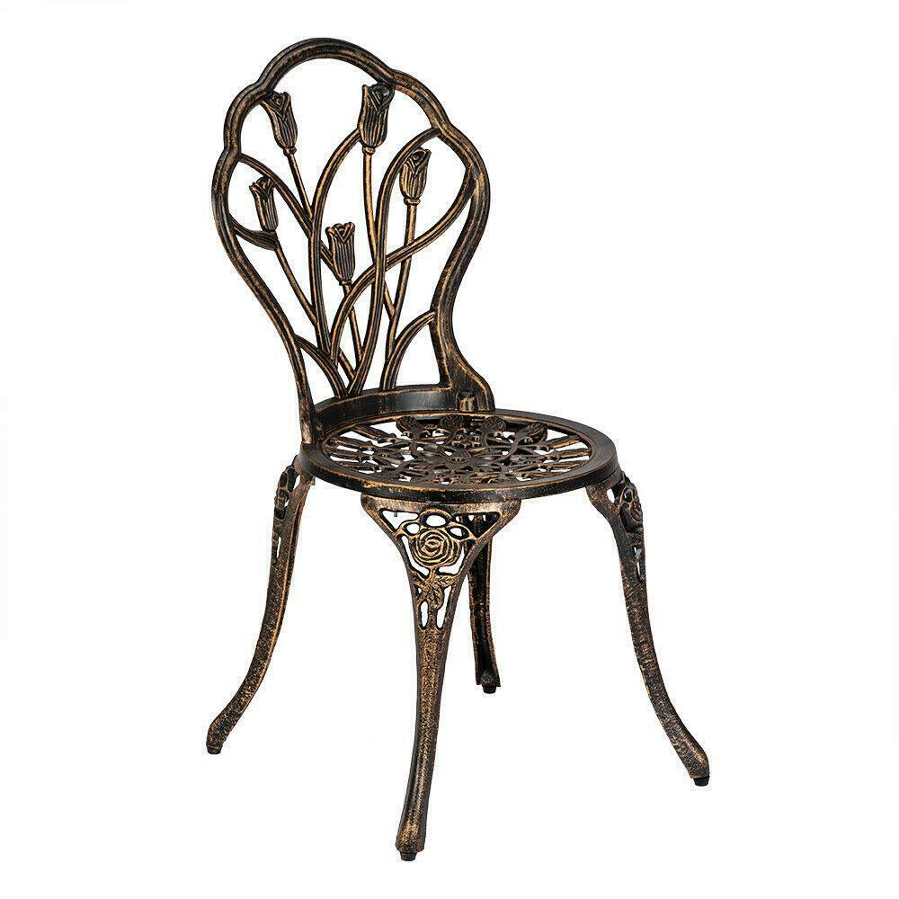 3pc Patio Bistro Bronze Furniture Set Outdoor Garden Iron Table Chair