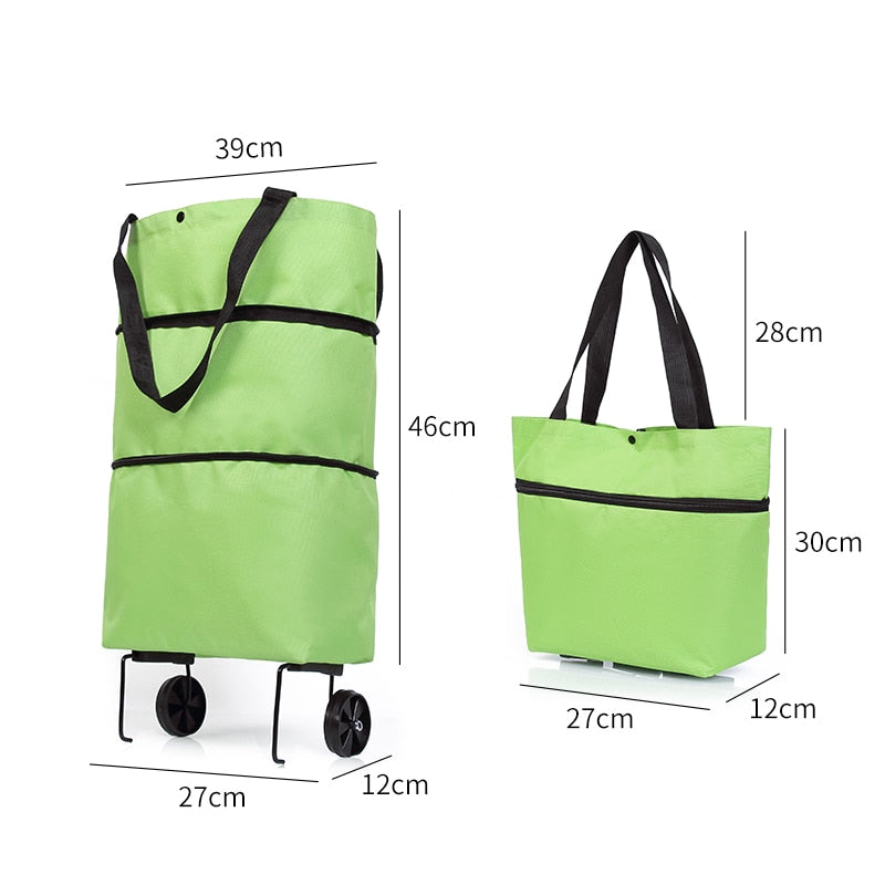 Portable Collapsible Shopping Cart Trolley Bag with Wheels Reusable Grocery Bags