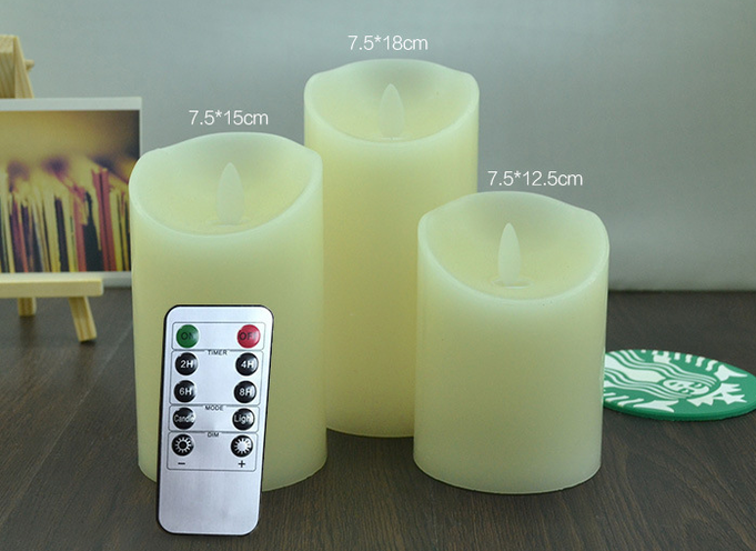 Flameless Candles Light 3 Pieces With Remote Control