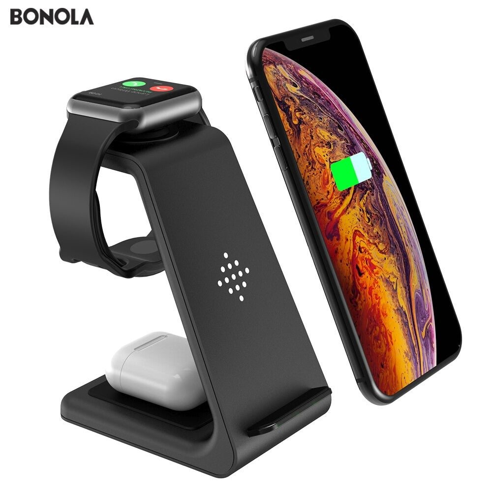 QI 10W Fast Charge 3 In 1 Wireless Charger iPhone 12 Pro Charger Dock Apple Watch 5 4 AirPods Pro Wireless Charge Stand