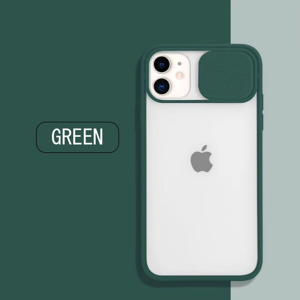 Slider Camera Lens Protection iPhone Case Matte Clear Color Back Cover