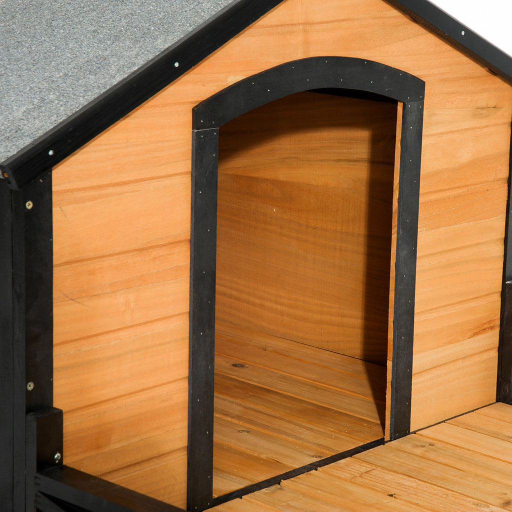 Wood Dog House Kennel Elevated Large Weather Resistant Outdoor Pet Shelter