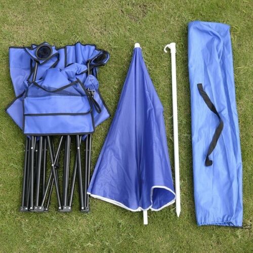 Folding Double Umbrella Chair Picnic Beach For Camping Table Cooler Fishing Travel