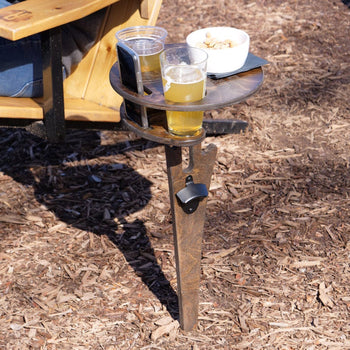 Portable Beer Wine Table with Foldable Round Desktop