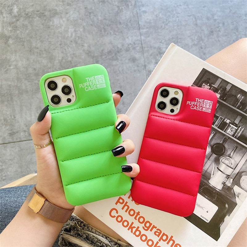 iPhone Phone Case Puffy Down Jacket Soft Silicone Cover For 13 12 11