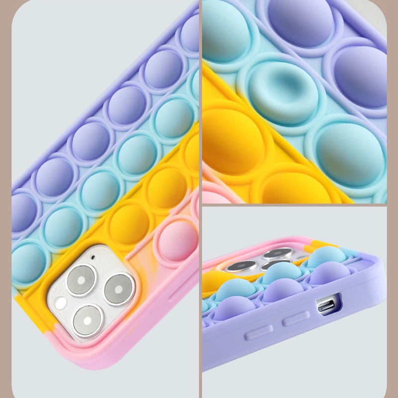Fidget Bubble Pop Shockproof Sensory Stress Reliever Anti-Anxiety iPhone Case