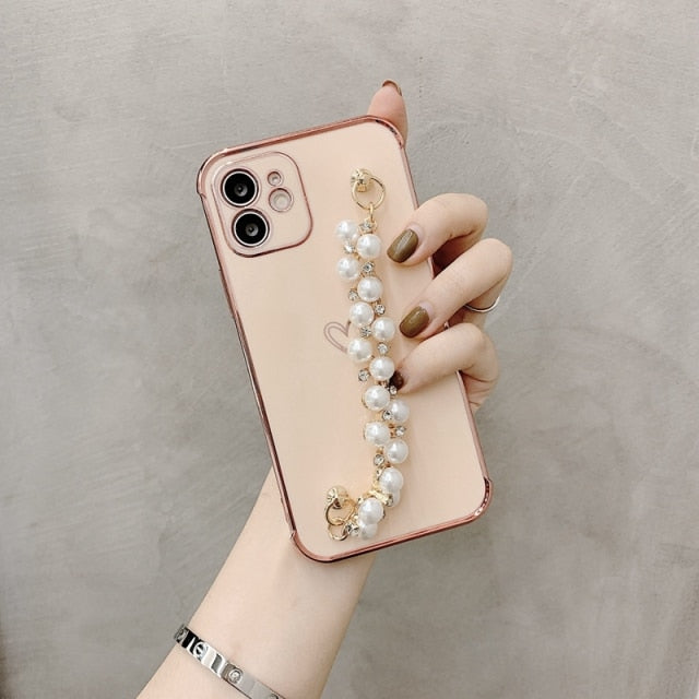 Pearl Bracelet Handle Shockproof iPhone Case