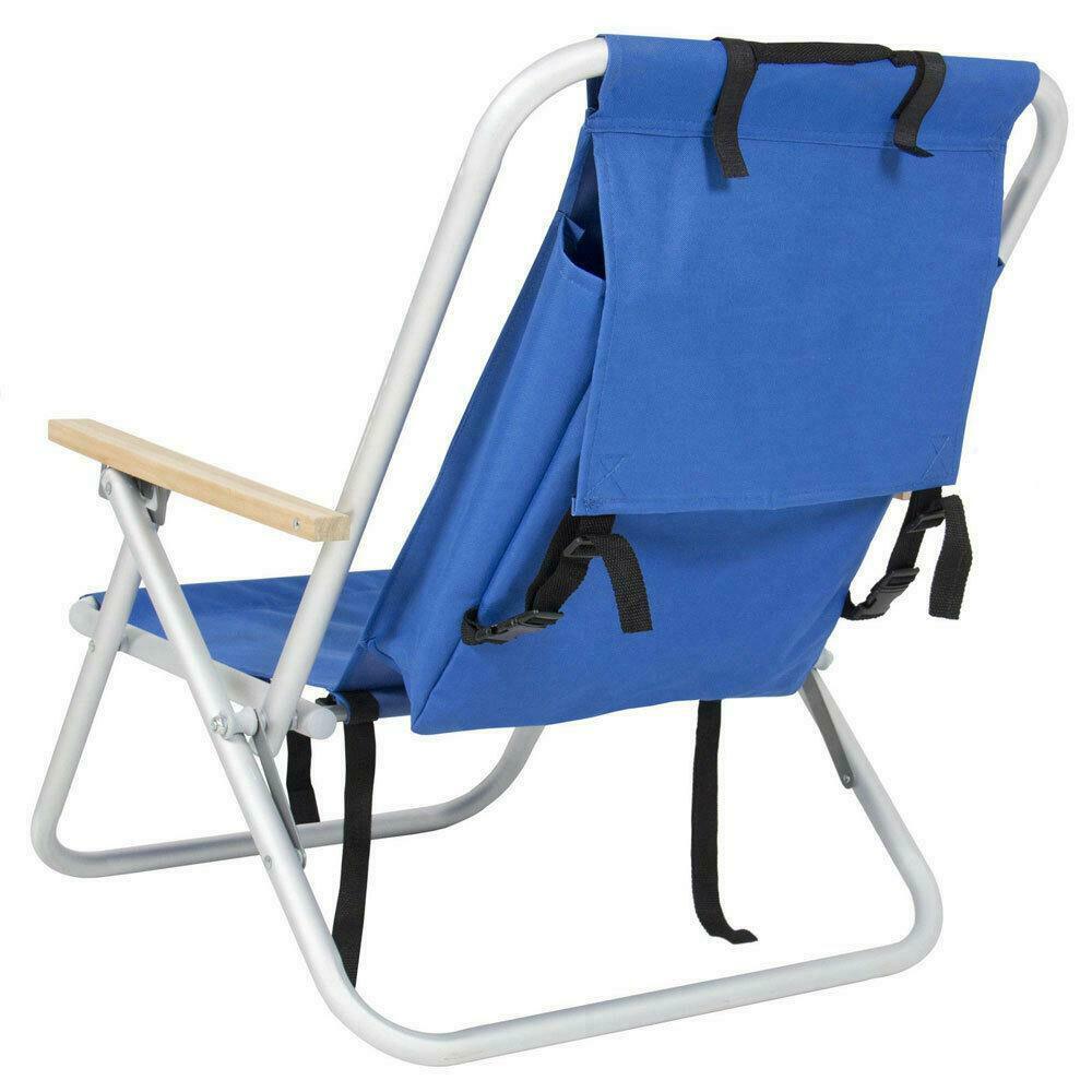 Folding Blue Portable Backpack Beach Chair For Camping Hiking Fishing