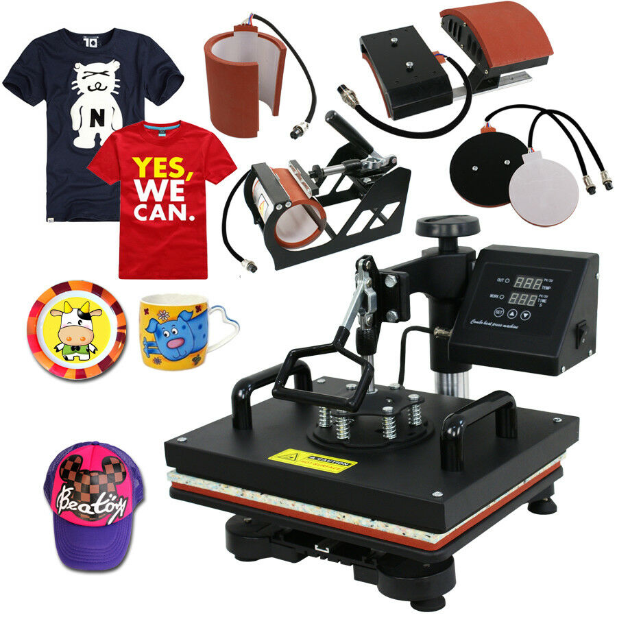 5 In 1 Digital Heat Press Machine Sublimation Printer For T-Shirt Mug Plates Hats
