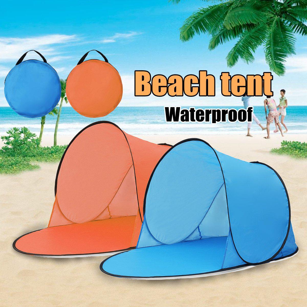Portable Outdoor Waterproof Camping Beach Picnic Tent Pop Up Open Camping Tent Fishing Hiking Automatic Instant Blue Orange