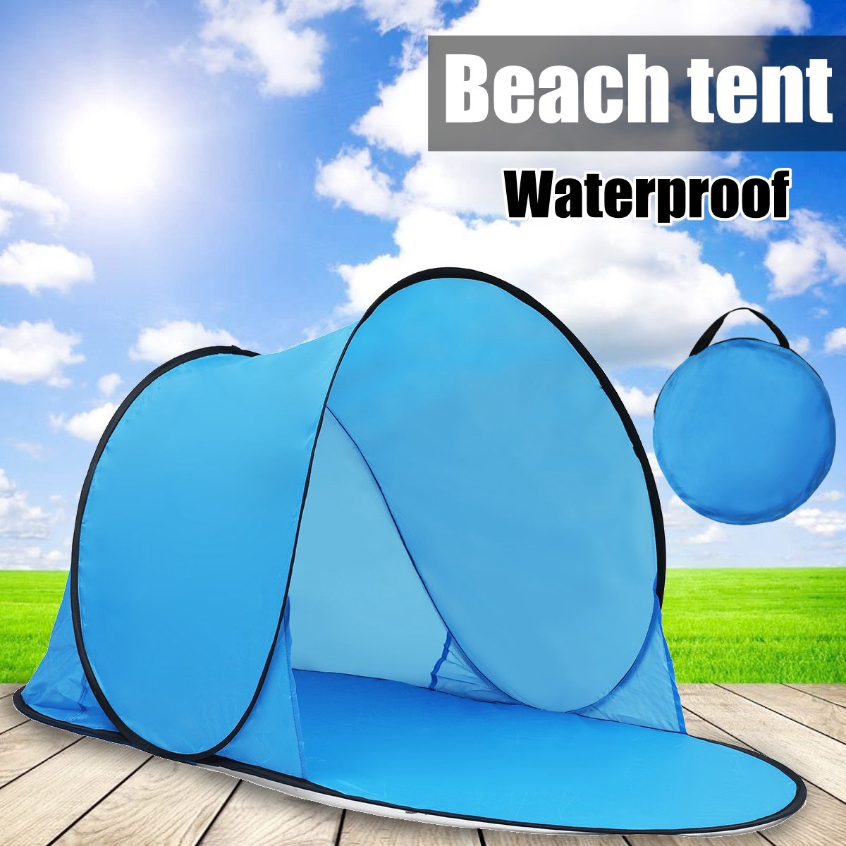 Portable Outdoor Waterproof Camping Beach Picnic Tent Pop Up Open Camping Tent Fishing Hiking Automatic Instant Blue