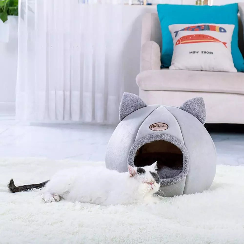 Cat Cave Bed For Kitty Feline Ears Design