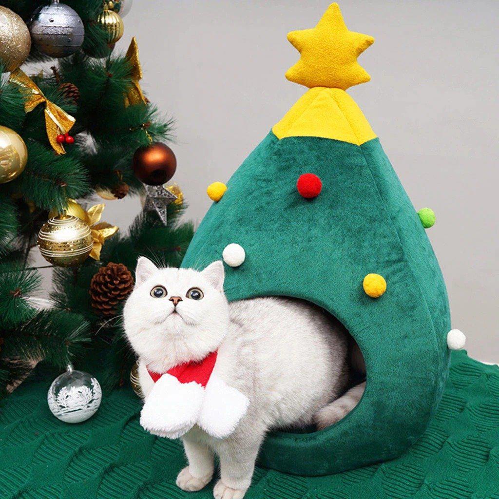Cat Cave Bed Christmas Tree Design