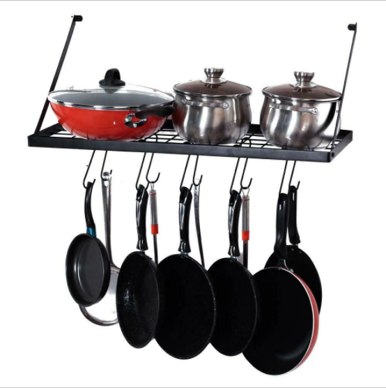 Wall Mount Kitchen Cookware Hanging Organizer with 15 Hooks