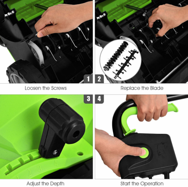 13” Electric Lawn Dethatcher 12 Amp Corded Outdoor Green Scarifier w/40L Bag