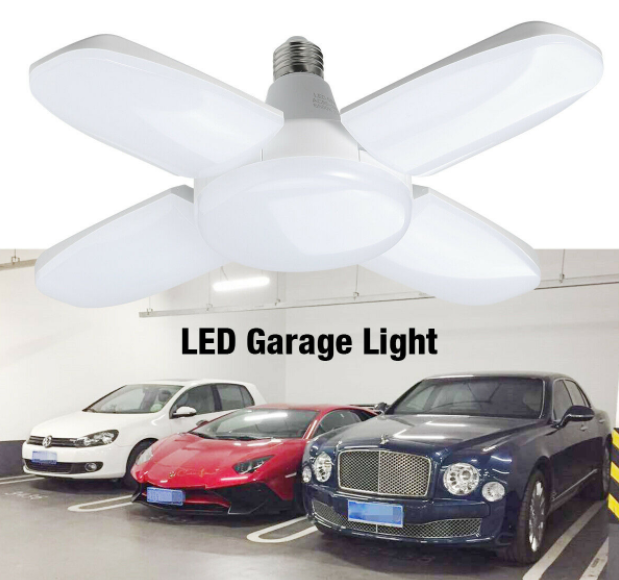 Adjustable LED Ceiling Light Fixture Shop Workshop Lamp 4-Leaf E27