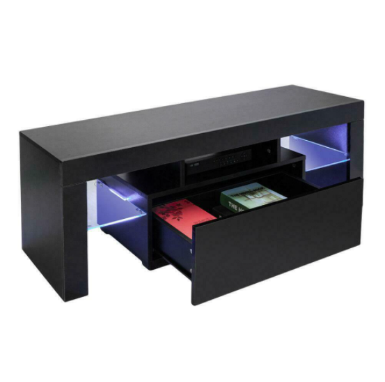 Modern TV Stand Unit Cabinet w/ LED Light 2 Drawers Table